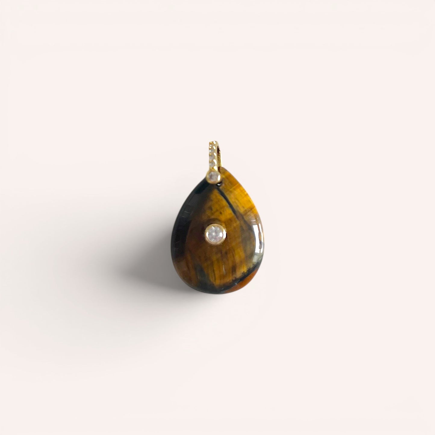 PENDENTIF INTERCHANGEABLE EN ŒIL DE TIGRE & ZIRCON