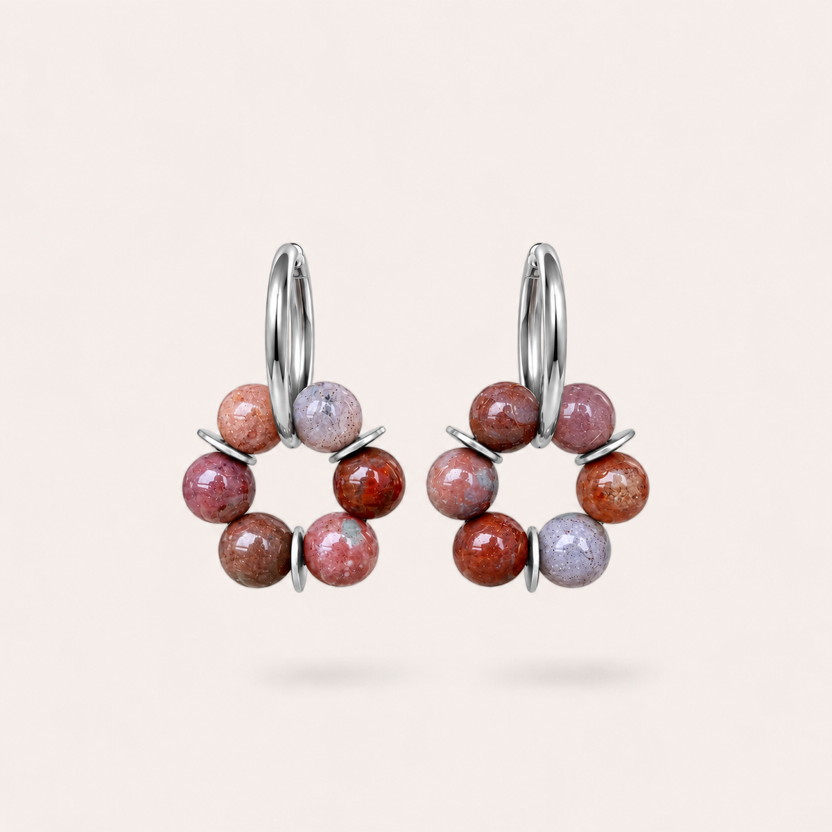 LES BOUCLES LISE - AGATE INDIENNE PRUNE