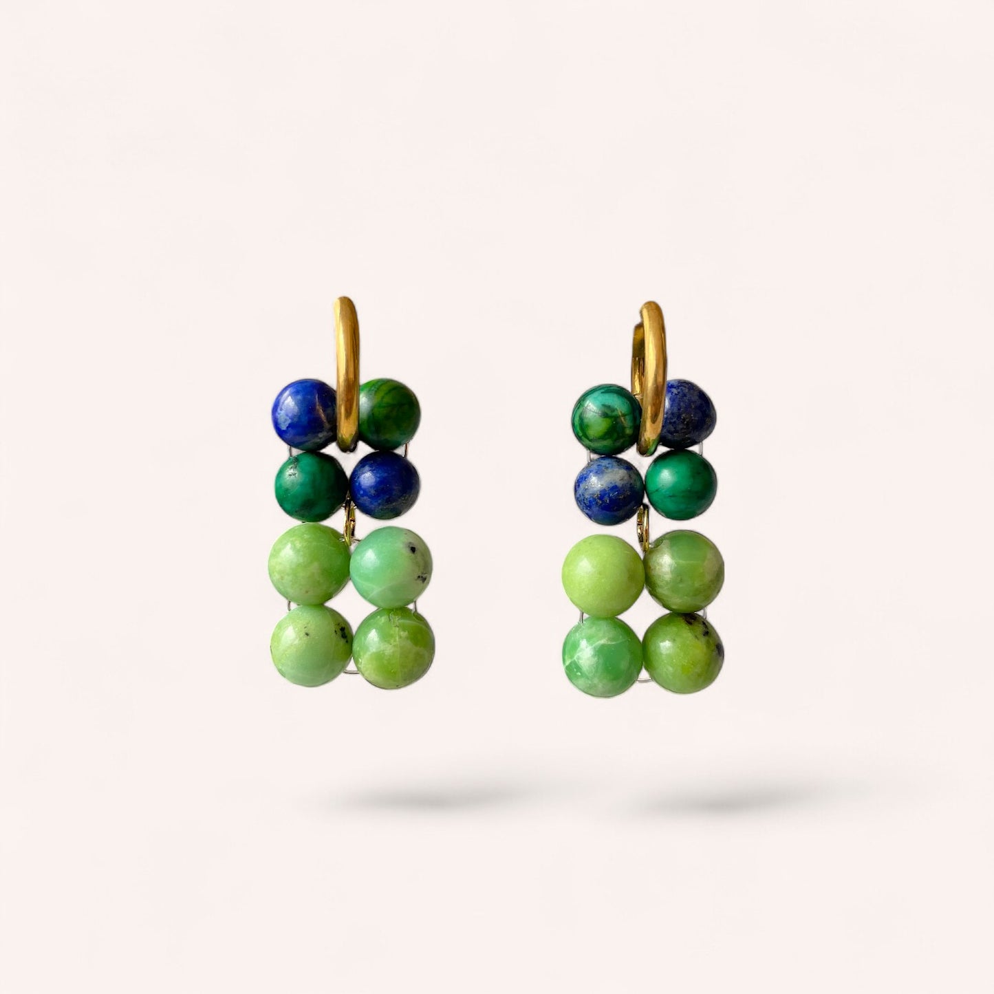 Les boucles Lise double - Lapis Lazuli & Serpentine