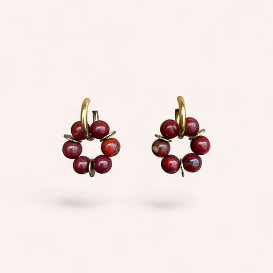 LES BOUCLES LISE - JASPE ROUGE
