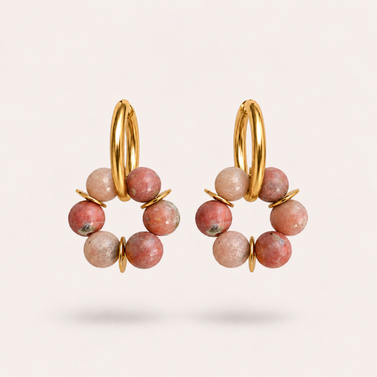 LES BOUCLES LISE - JASPE CERISIER