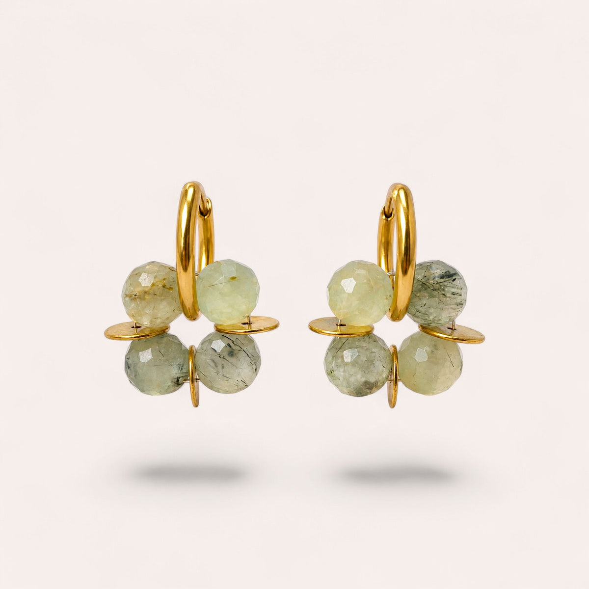 LES BOUCLES ANNA - JADE PREHNITE FACETTE