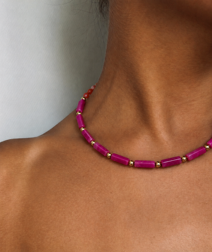 LE COLLIER ADELAIDE - JADE TEINTE ROSE