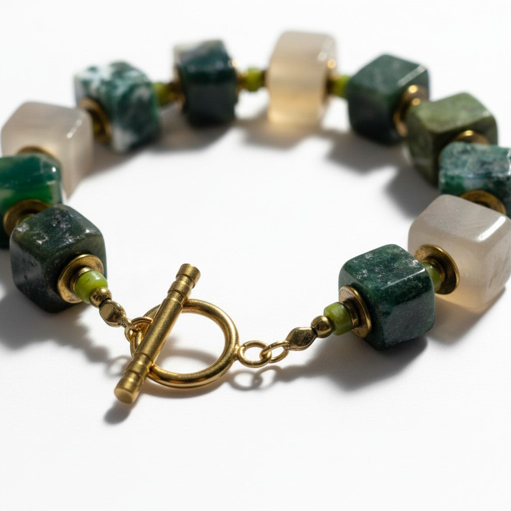 LE BRACELET ANIA - Agate Mousse & Serpentine