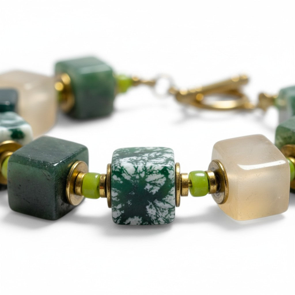 LE BRACELET ANIA - Agate Mousse & Serpentine