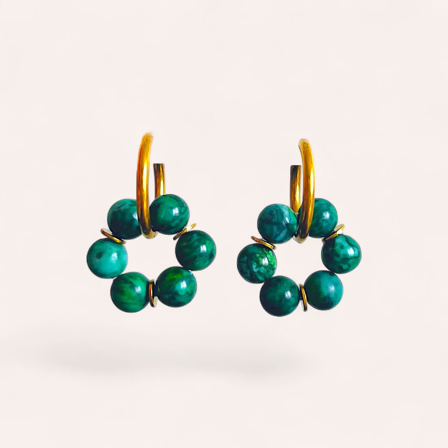 Les boucles d'oreilles Lise - Jaspe vert
