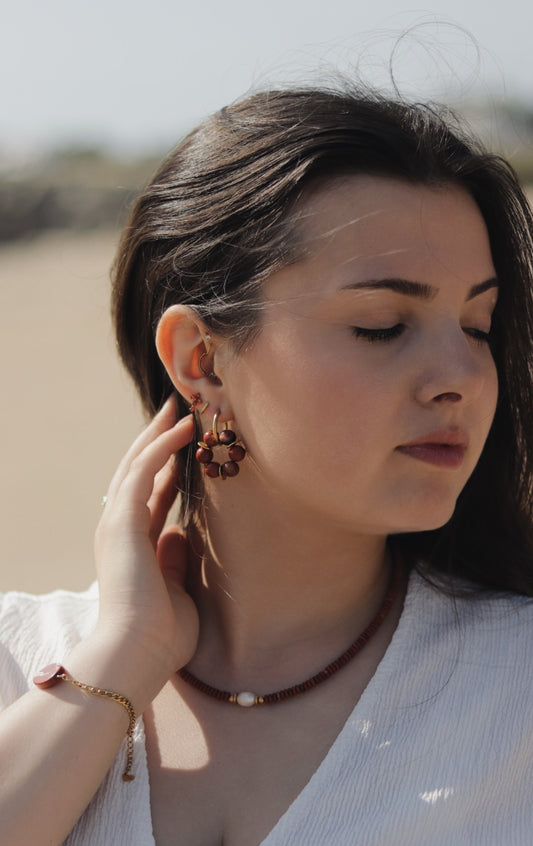 LES BOUCLES LISE - JASPE ROUGE