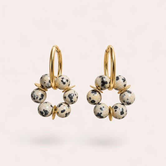 LES BOUCLES D'OREILLES LISE - JASPE DALMATIEN