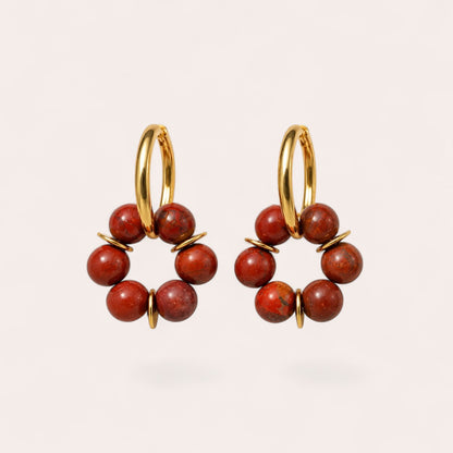 LES BOUCLES LISE - JASPE ROUGE