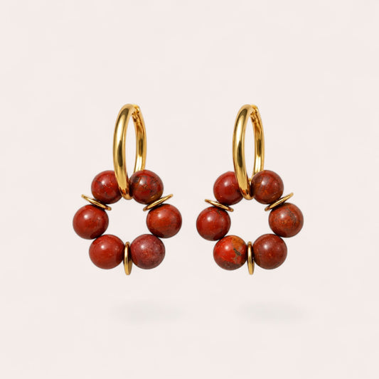 LES BOUCLES LISE - JASPE ROUGE