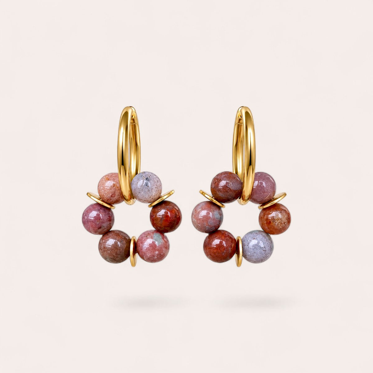 LES BOUCLES LISE - AGATE INDIENNE PRUNE