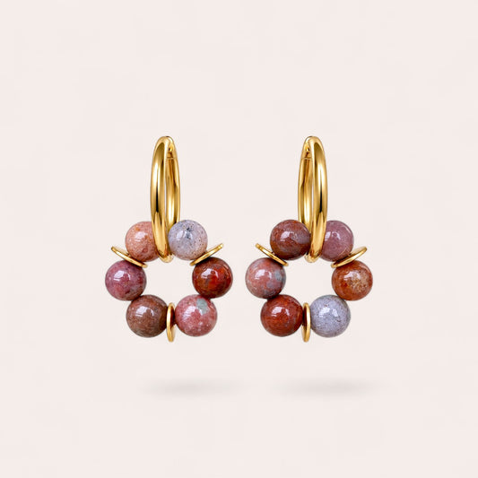 LES BOUCLES LISE - AGATE INDIENNE PRUNE