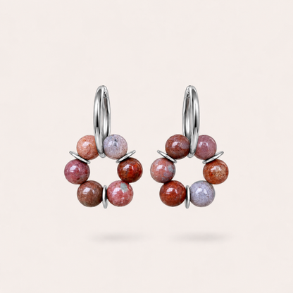 LES BOUCLES LISE - AGATE INDIENNE PRUNE