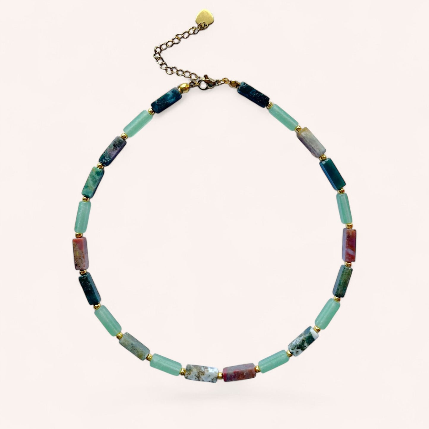 Le collier Adélaide - Agate & Aventurine verte
