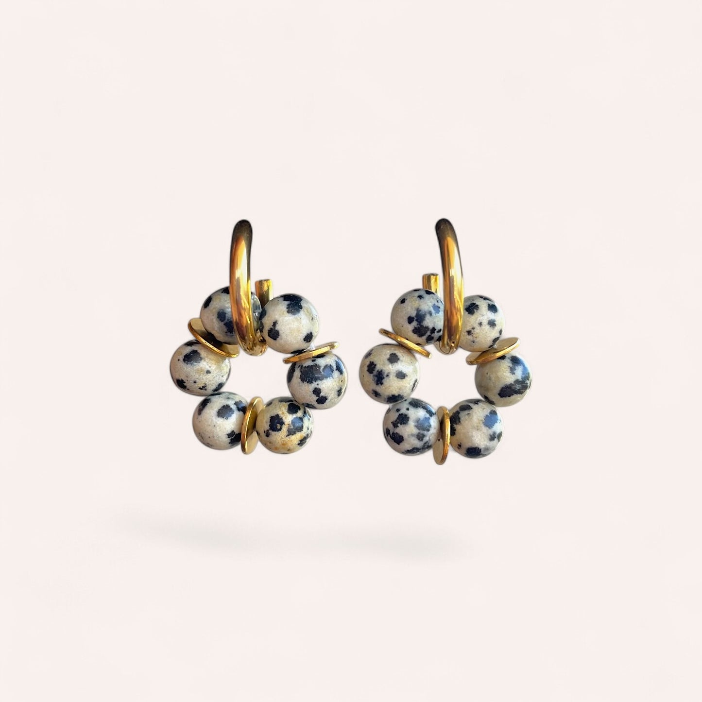 LES BOUCLES D'OREILLES LISE - JASPE DALMATIEN
