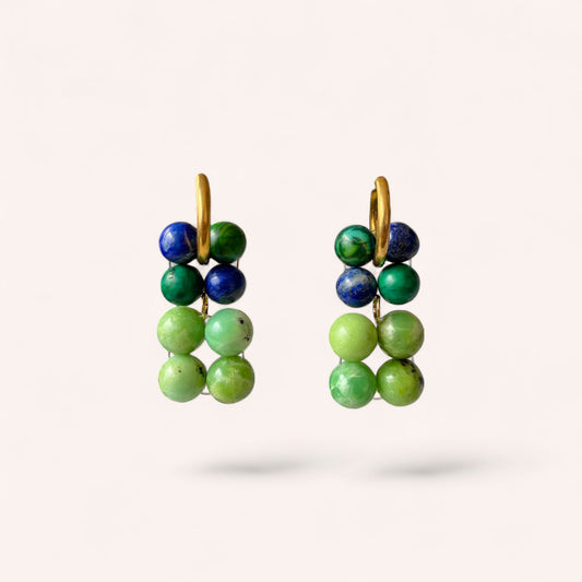 Les boucles Lise double - Lapis Lazuli & Serpentine