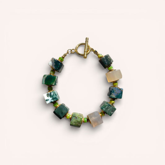 LE BRACELET ANIA - Agate Mousse & Serpentine